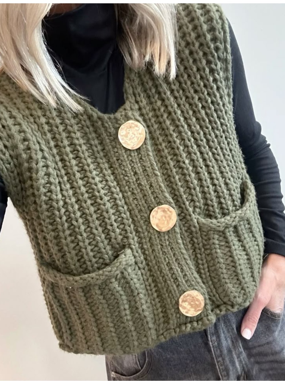 ShopEvelynne Sweater With Gold Buttons